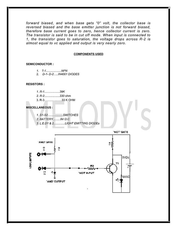 PP-38- LOGIC 'NAND' GATE / PHYSICS PROJECT & MODEL